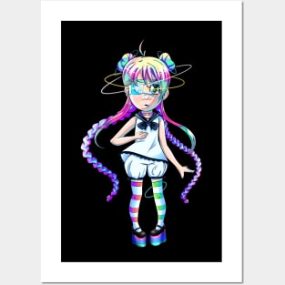 Kawaii anime rainbow space girl Posters and Art